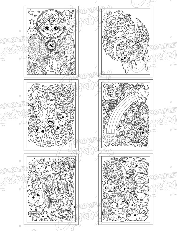 Kawaii Cute and Creepy Pastel Goth Coloring Book, Instant Download Printable PDF Colorable Pages, Fun Stress-Relief Relaxing Illustrations - Image 4