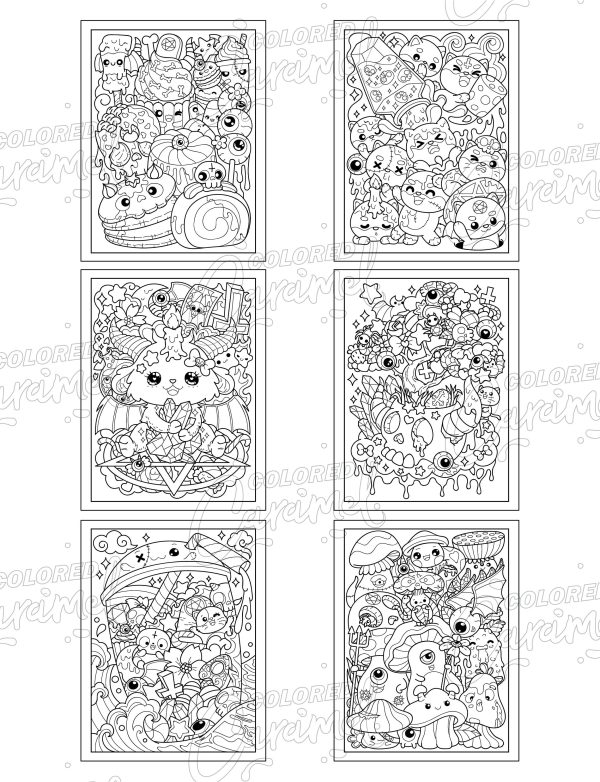 Kawaii Cute and Creepy Pastel Goth Coloring Book, Instant Download Printable PDF Colorable Pages, Fun Stress-Relief Relaxing Illustrations - Image 5