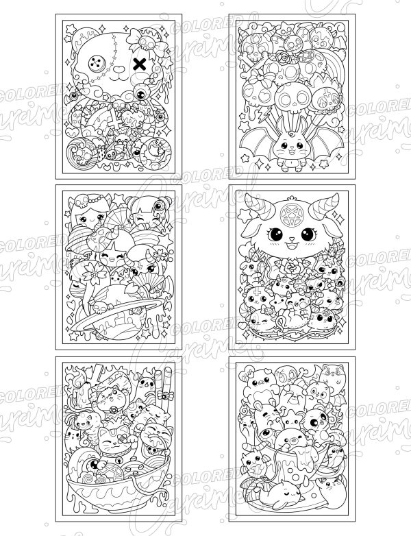 Kawaii Cute and Creepy Pastel Goth Coloring Book, Instant Download Printable PDF Colorable Pages, Fun Stress-Relief Relaxing Illustrations - Image 6